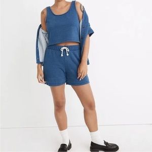 Madewell Indigo Terry shorts and tank set